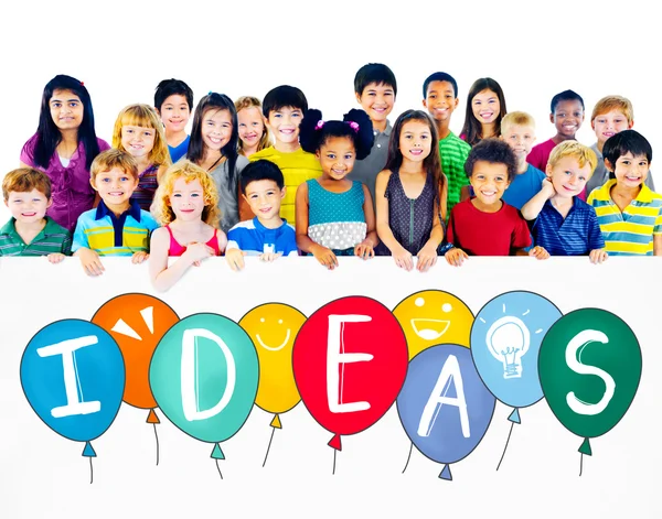 Ideas Concept with Group of Multiethnic Children — Stock Photo, Image