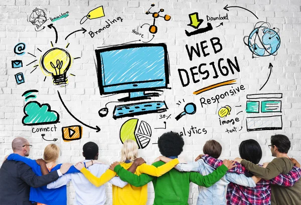 Mensen en inhoud creativiteit digitale grafische Webdesign Concept — Stockfoto
