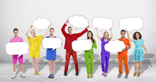 Group of People with Speech Bubbles — Stock Photo, Image