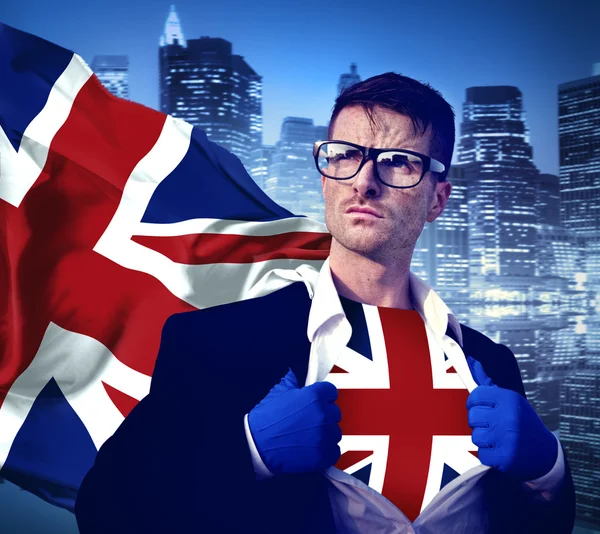 Супергерой - британский флаг. — стоковое фото
