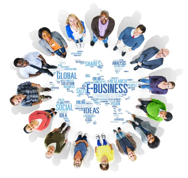 Conceito de E-Business com grupo de pessoas — Fotografia de Stock