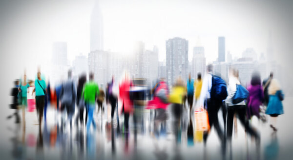 People in Rush Hour Walking