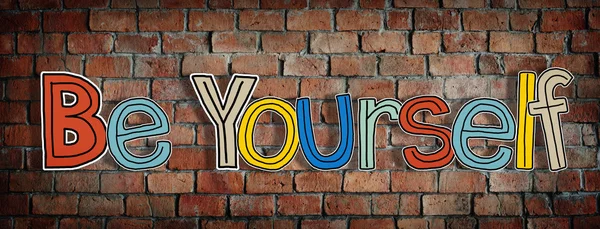 Be Yourself and Brick Wall in the Back — Stock Photo, Image