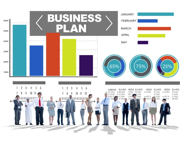 Üzleti terv grafikon alatti személyeknek — Stock Fotó