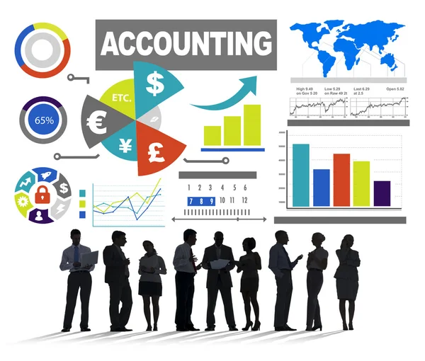 Business people below Business Financial bar graph — Stock Photo, Image