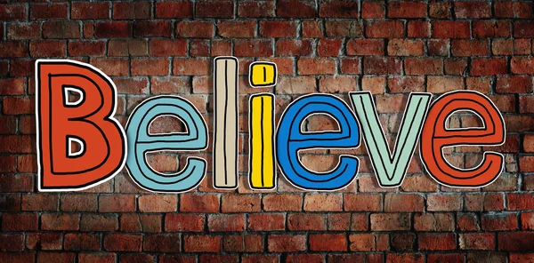 Believe Word on Brick Wall — Stock Photo, Image