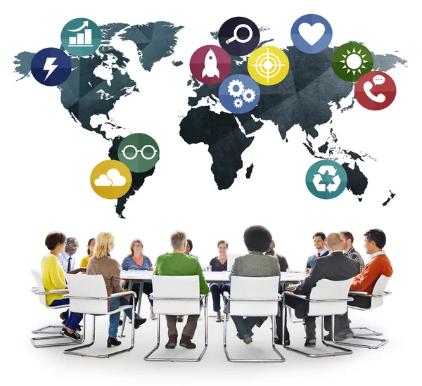 People and Global Communication World  Network Concept — Stock Photo, Image