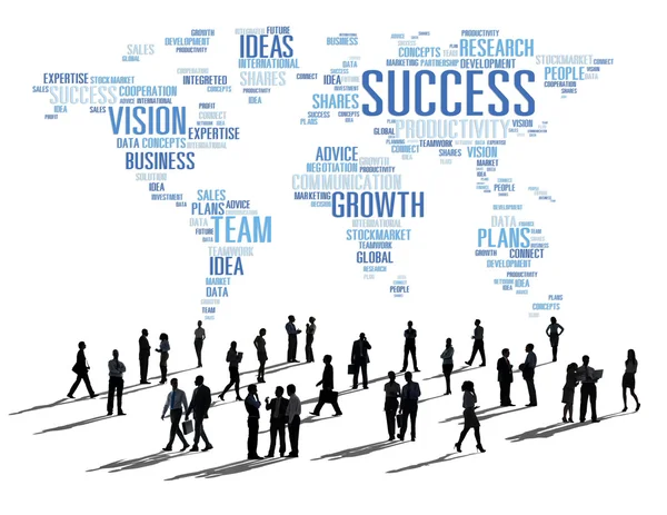 Business people under icons with Success Concept — Stock Photo, Image