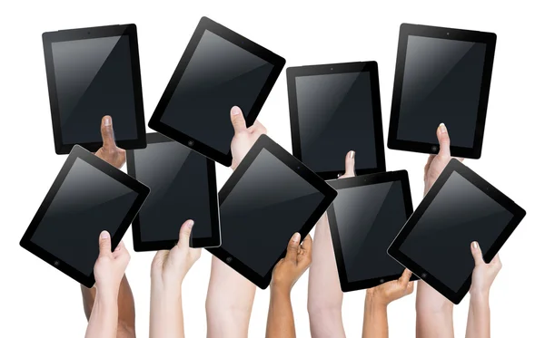 Manos sosteniendo una tableta — Foto de Stock