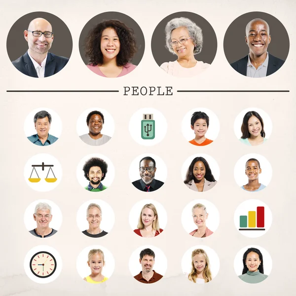 Porträtt av flera etniska människor — Stockfoto