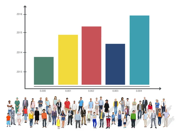 Geschäftsgrafik mit Geschäftsleuten — Stockfoto