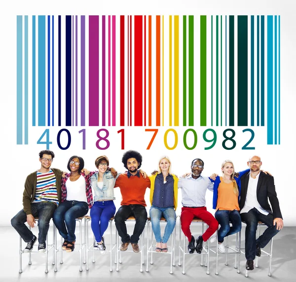 Group of people with barcode