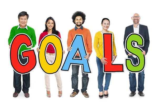 People Holding Goals Text — Stock Photo, Image