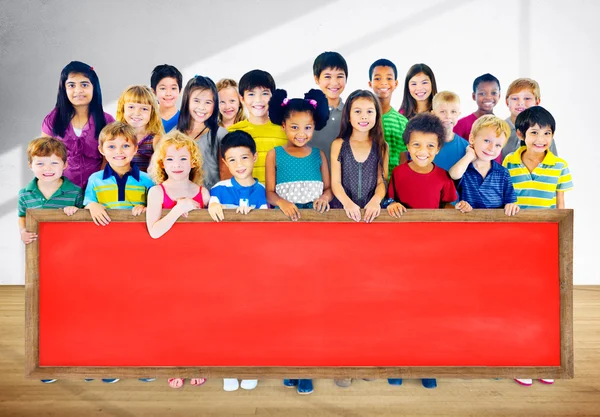 Group of Multiethnic Children with blackboard — Stock Photo, Image