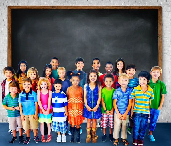 Group of Multiethnic Children with blackboard — Stock Photo, Image