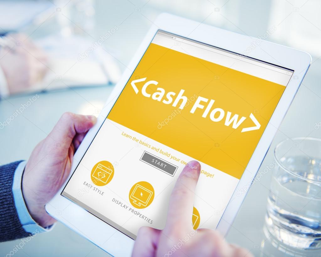 hands holding tablet with Cashflow