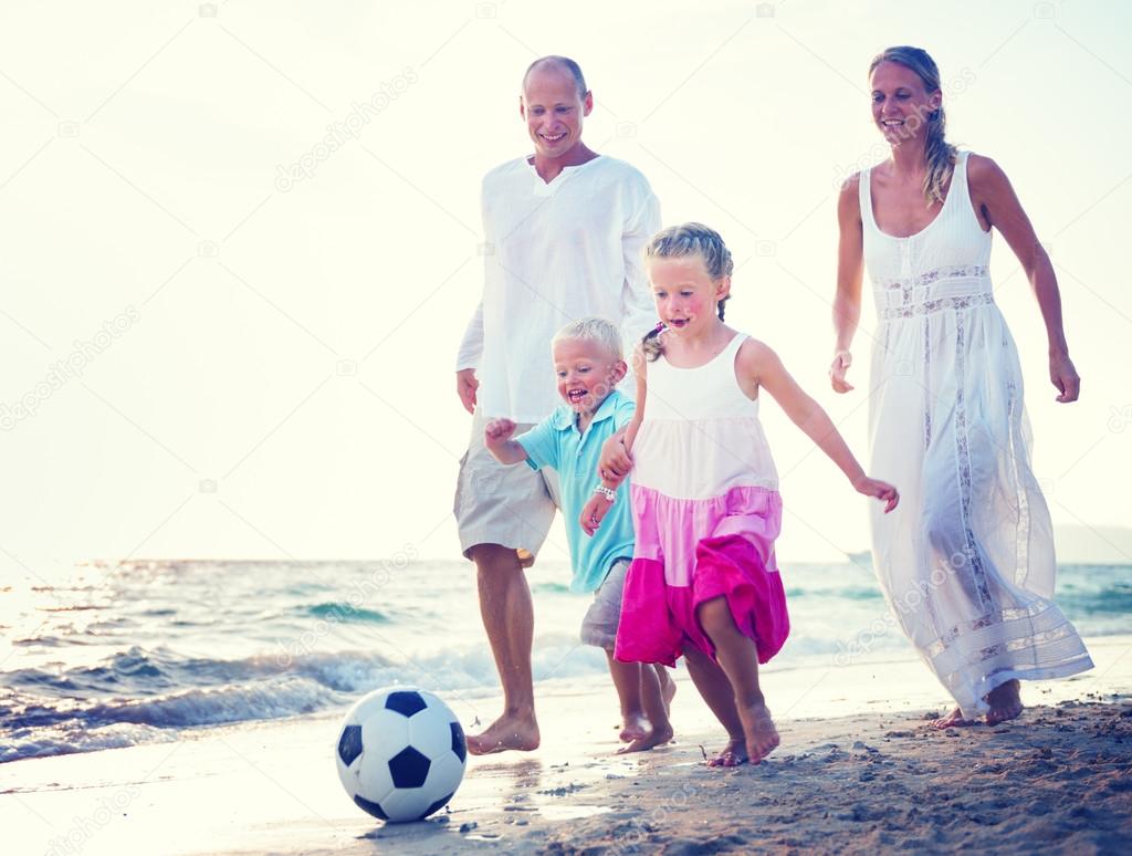 Family Relaxes on the beach