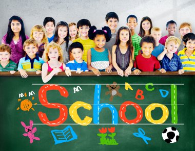 Eğitim kavramı çok ırklı çocuklar grup ile