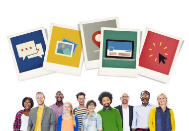 Polaroid fotoğraf birlikte grup insan