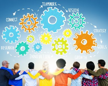 çeşitli kişi ve ekip çalışması kavramı