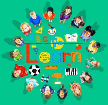 Eğitim kavramı çok ırklı çocuklar grup ile