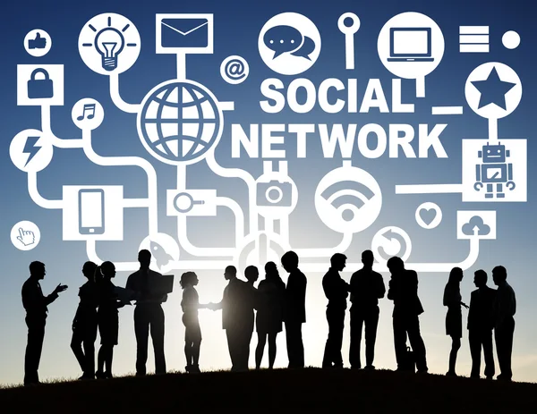 People Meeting below Social Networking Concept — Stock Photo, Image