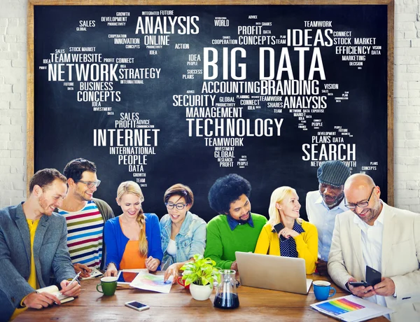 People and Big Data Storage on World Map Concept — Stock Photo, Image