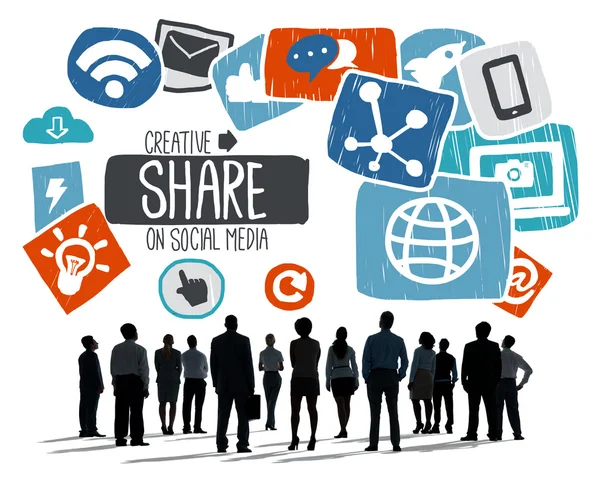 People below Social Media Concept — Stock Photo, Image