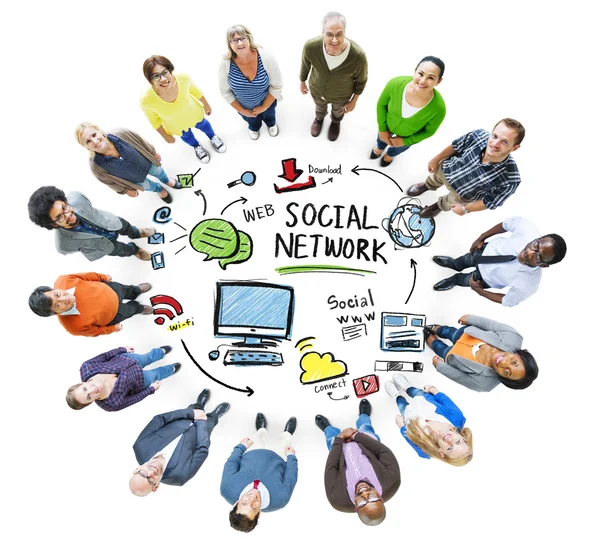 Persone intorno al concetto di social network — Foto Stock