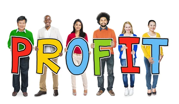 Group of People Holding Letters Profit — Stock Photo, Image