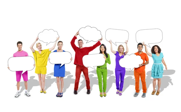 Group of People with Speech Bubbles — Stock Photo, Image