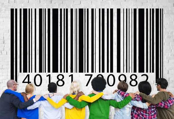 Ομάδα ανθρώπων με Barcode — Φωτογραφία Αρχείου