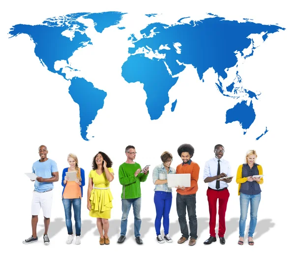 Business People with World Map — Stock Photo, Image