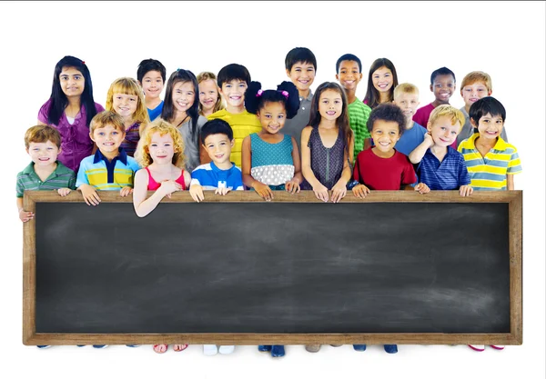 Group of Multiethnic Children with blackboard — Stock Photo, Image