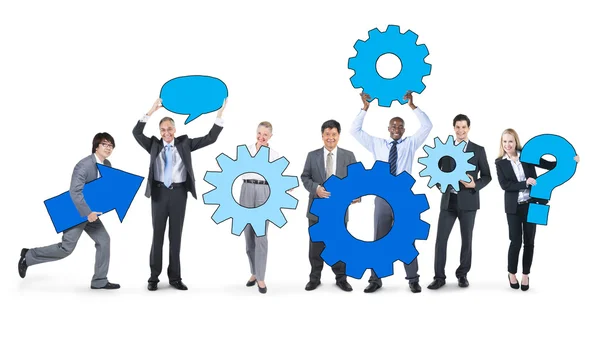 Business People Holding Gears Together — Stock Photo, Image