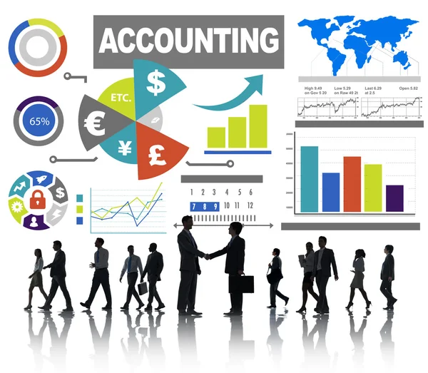 Business people below Business Financial bar graph — Stock Photo, Image