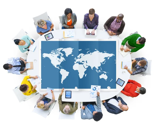 Gente y mundo Global Business Cartography Concept — Foto de Stock