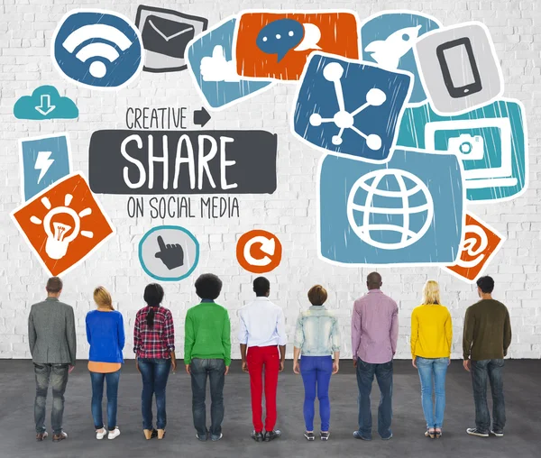 Conceito de participação criativa nas redes sociais — Fotografia de Stock