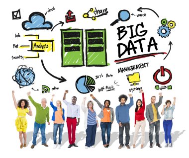 Çeşitlilik insanların büyük veri yönetimi takım çalışması kutlama Concep