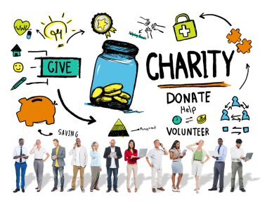 group of People with Digital Devices, Help, Donation and Charity