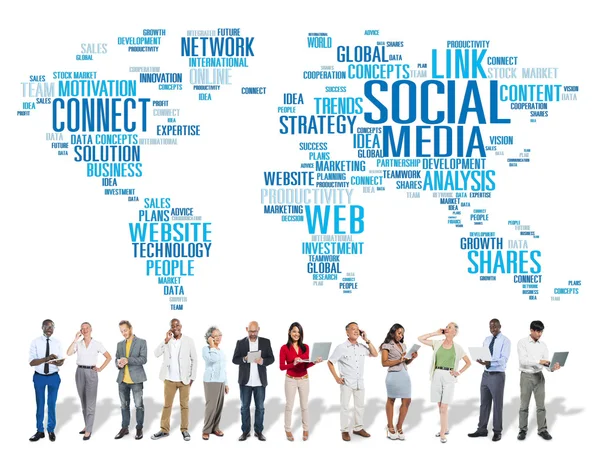 Mídia Social, Conexão à Internet, Comunicações Globais , — Fotografia de Stock