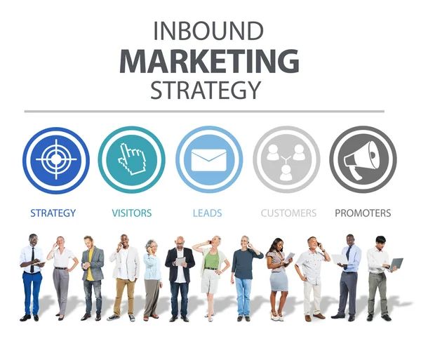 Inbound, Marketingstrategie, Werbung und kommerzielles Branding — Stockfoto