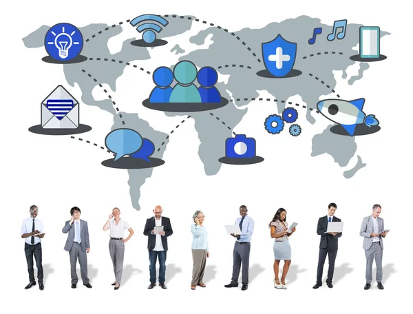 Sociaal netwerk, delen, wereldwijde communicatie, verbinding — Stockfoto