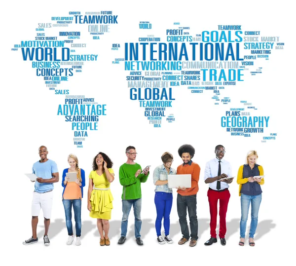 Group of People and Global Network Concept — Stock Photo, Image