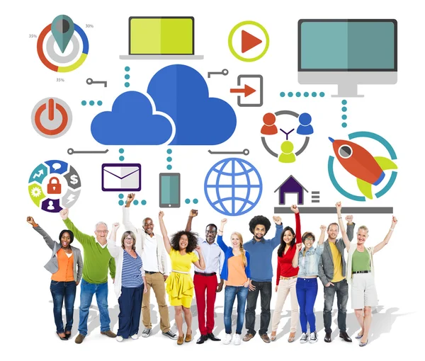Big Data Sharing, Online och Global kommunikation koncept — Stockfoto