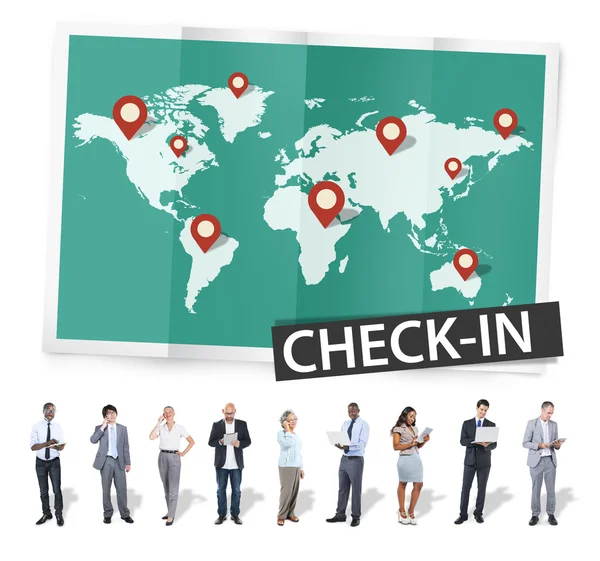 Personas y Check In Concepto —  Fotos de Stock