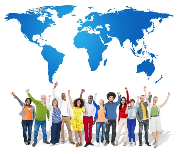 People and World map — Stock Photo, Image