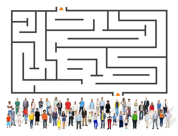 Diverse people and Maze — Stock Photo, Image