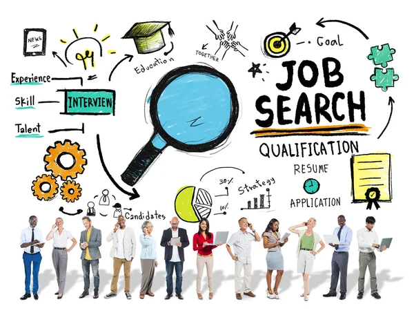 Mensen uit het bedrijfsleven en Job Search Concept — Stockfoto