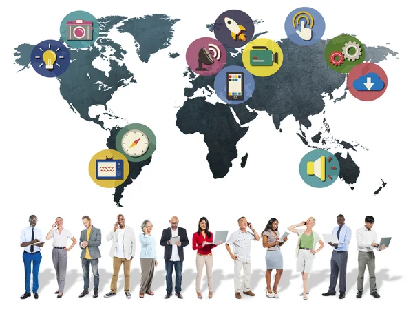 Global Media and Social Media, International Connection — Stock Photo, Image
